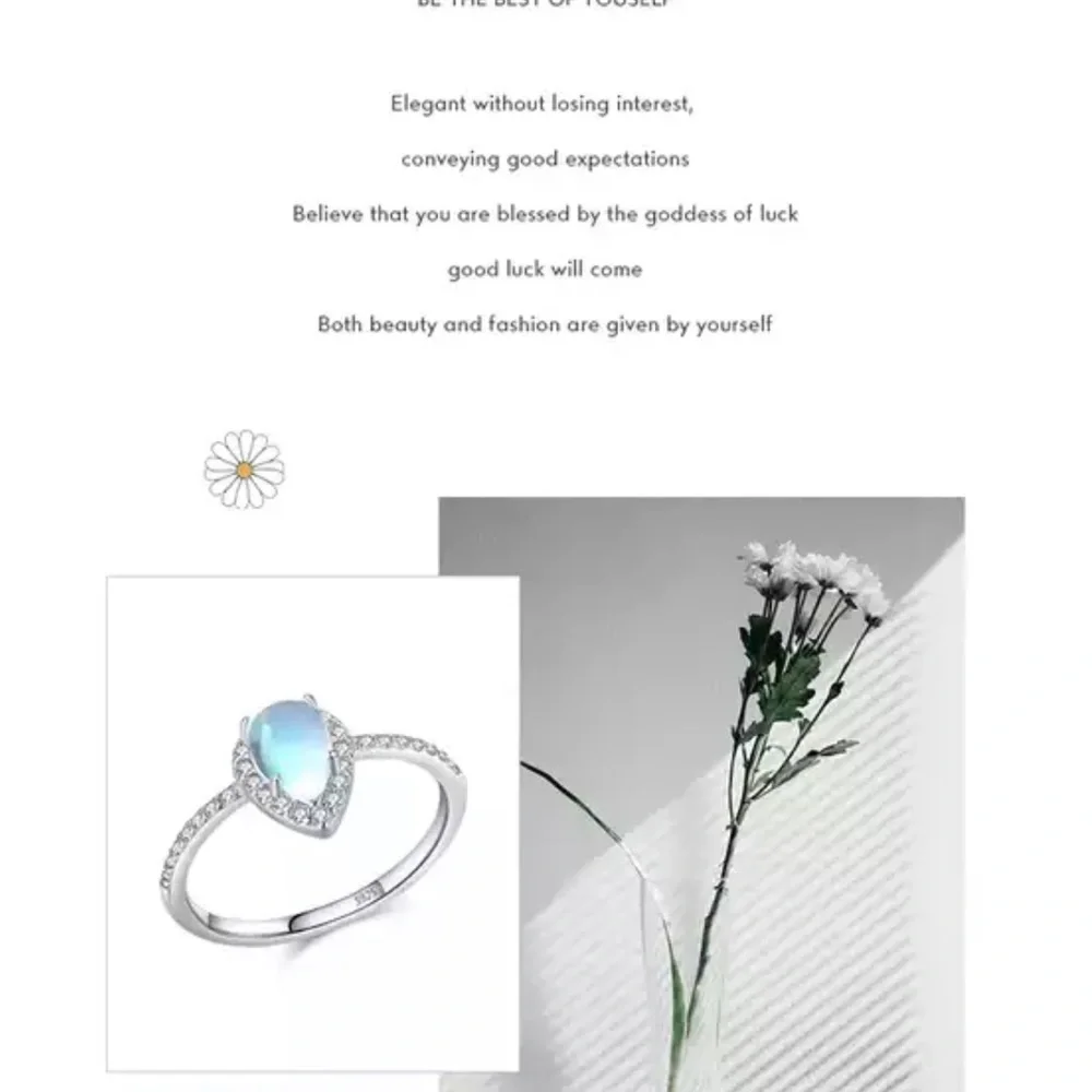 New gorgeous sterling silver water drop moonstone ring size 7 - Picture 7 of 15